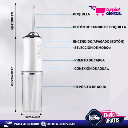 🦷 Irrigador Bucal® I Elimina los malos olores de tu boca (4 Boquillas GRATIS)