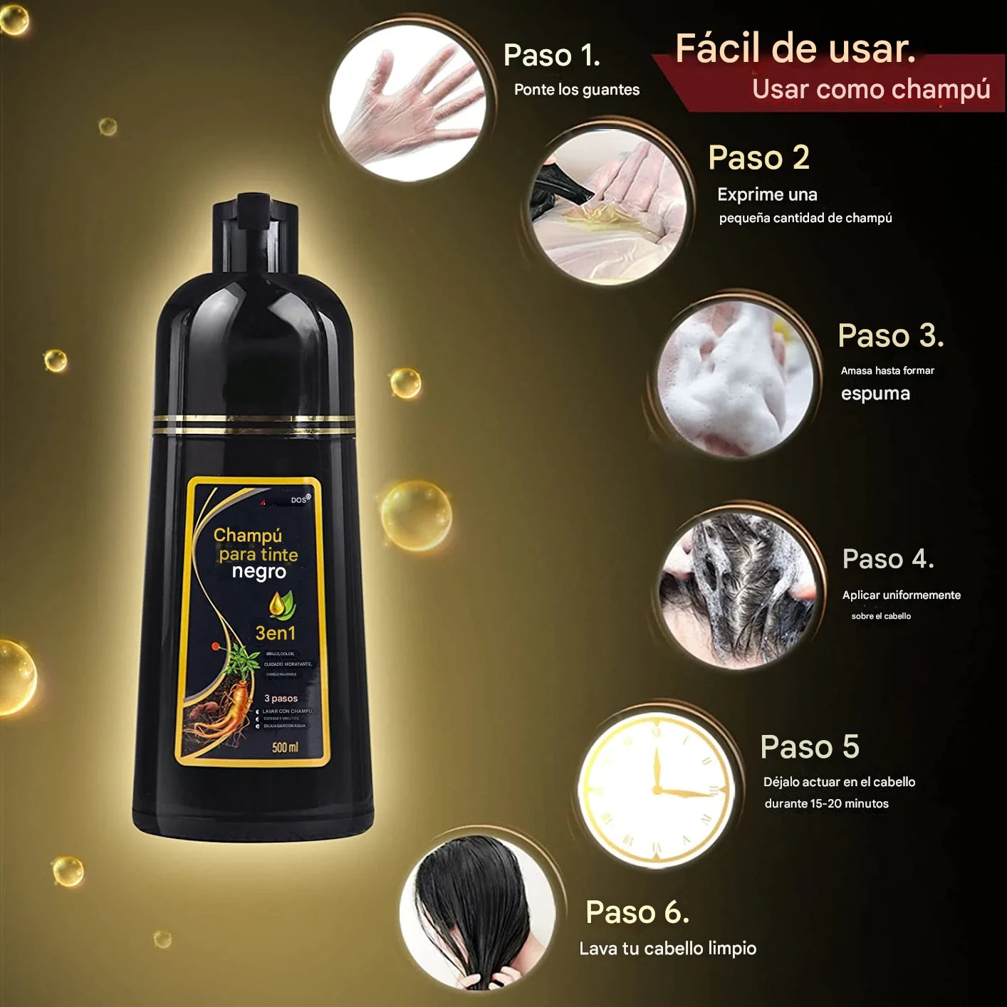Shampoo Cubre Canas 3 en 1 BlackProMen™ Rinde hasta 6 MESES 🔥