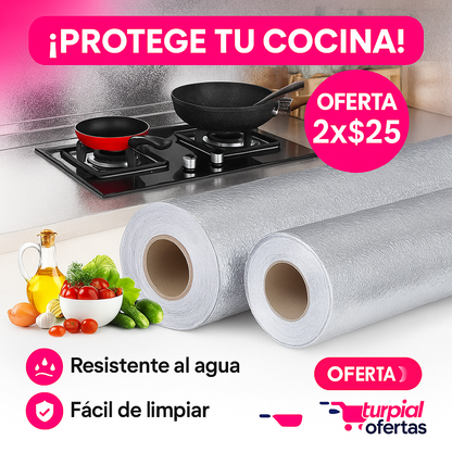 PAPEL ALUMINIO ADHESIVO ANTI-GRASA 5 METROS X 60CM (OFERTA 2X$25)