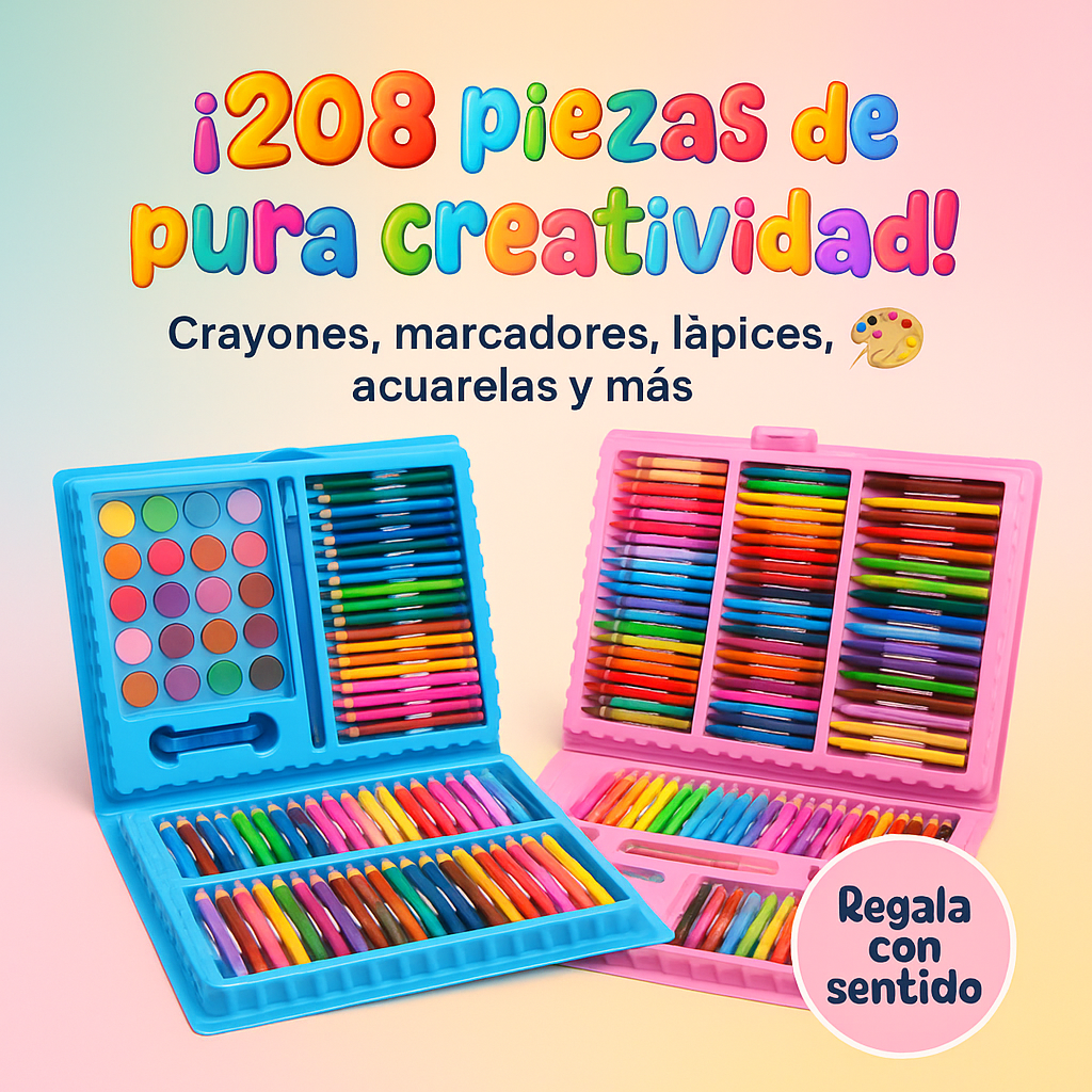 Set de Arte 208 Piezas 🎨 El Entretenimiento Perfecto Sin Pantallas!