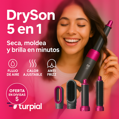 DrySon™ 5 en 1 Secador Eléctrico Cepillo Seca, Alisa y Riza ((OFERTA $))