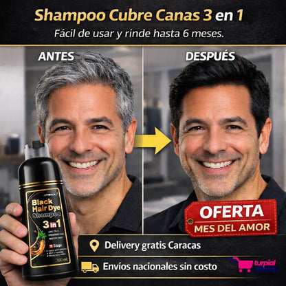 Shampoo Cubre Canas 3 en 1 BlackProMen™ Rinde hasta 6 MESES 🔥