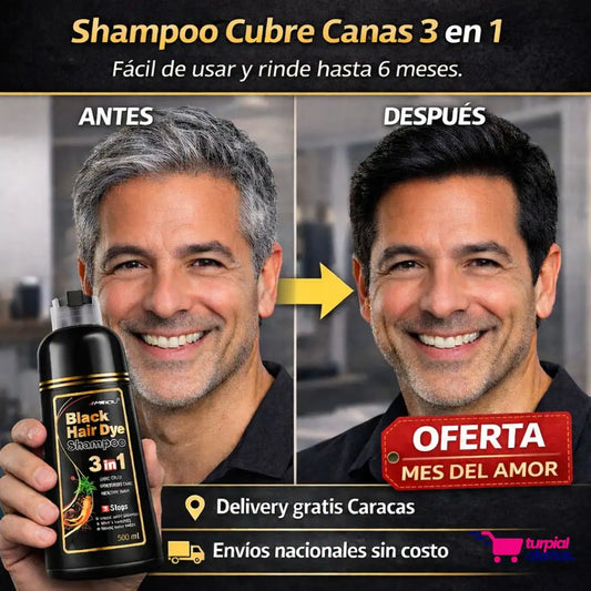 Shampoo Cubre Canas 3 en 1 BlackProMen™ Rinde hasta 6 MESES 🔥