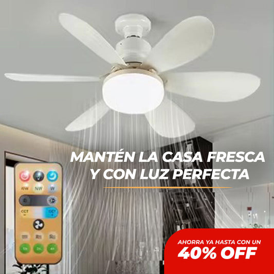 BOMBILLO VENTILADOR 6 ASPAS CON LUZ LED Y CONTROL 40W